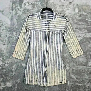 Americanino Dress Womens XS Blue & Cream Striped Acid Wash Mini Grunge Coastal